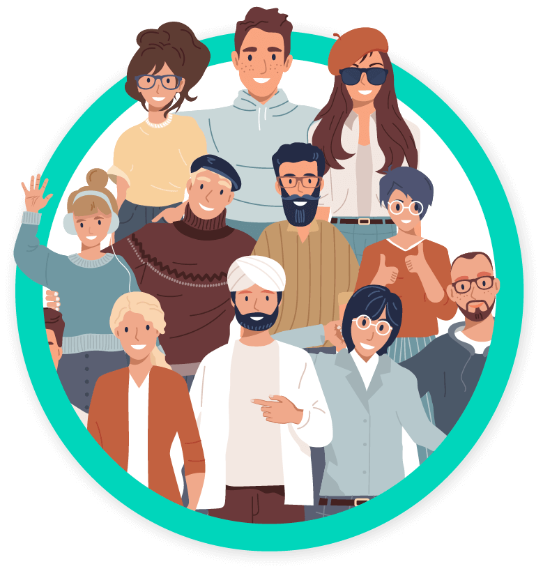 Group of diverse illustrated people