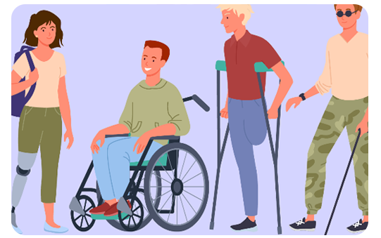 Illustration of persons with a variety of disabilities