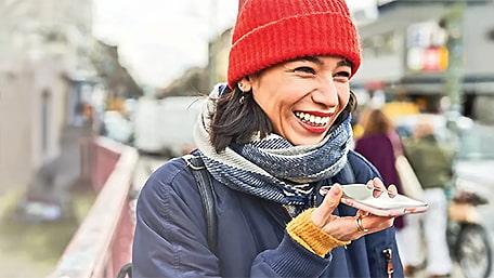 Woman on speakerphone