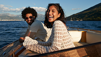 Woman smiling on a boat