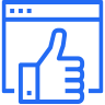 Thumbs up appearing over a computer screen