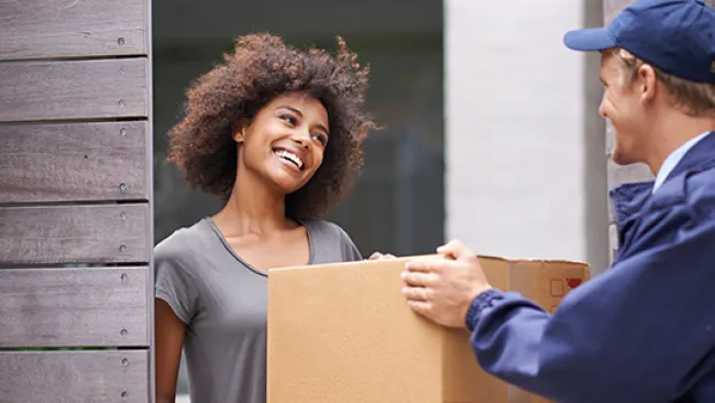 Customer receiving a package