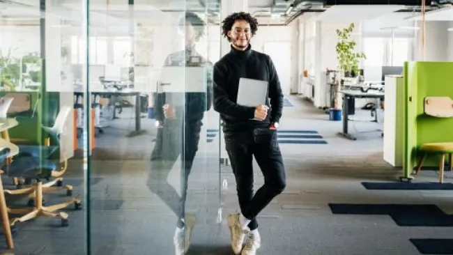 A man alone in the office