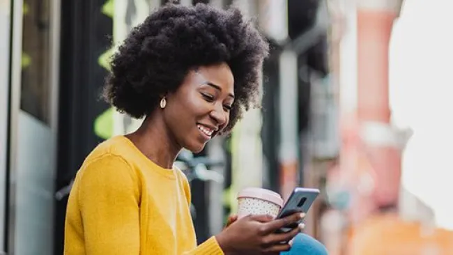 A woman checking her phone