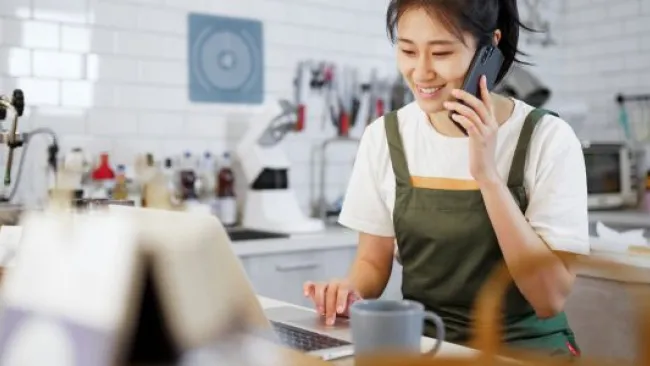 A busy woman at work