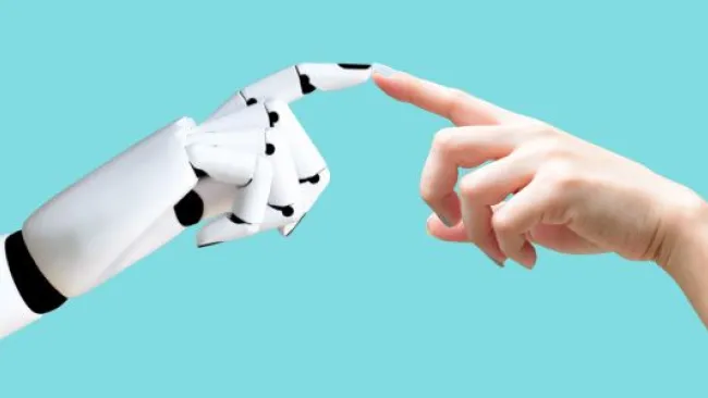 Robot and human hands 