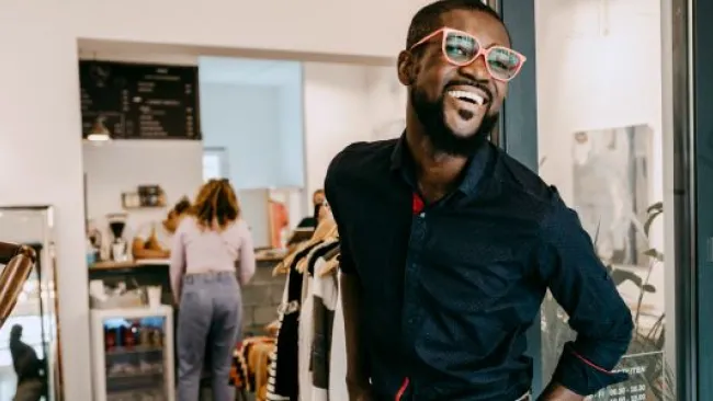 A smiling man in the store