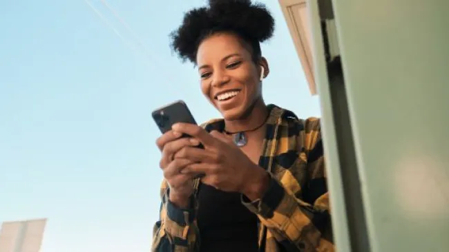 A woman checking her phone