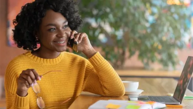 A woman on her phone 