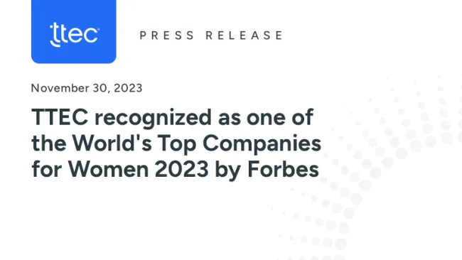 TTEC recognized as one of the World's Top Companies for Women 2023 by Forbes