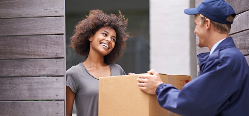 Customer receiving a package