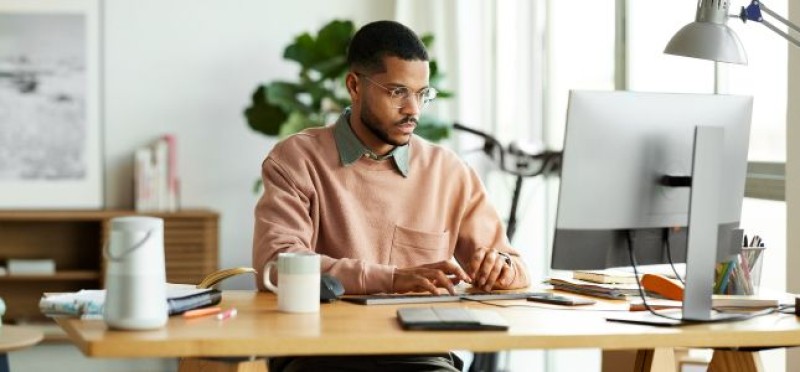 A guy at his workstation