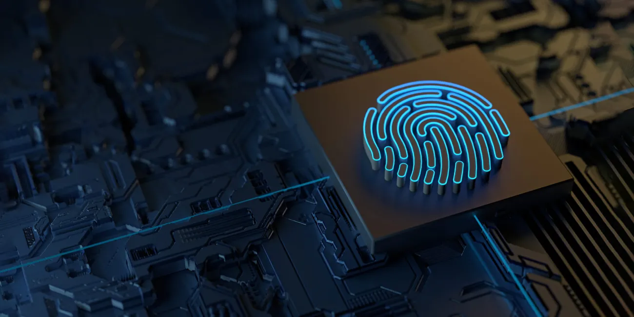 Graphic of a fingerprint on a security device