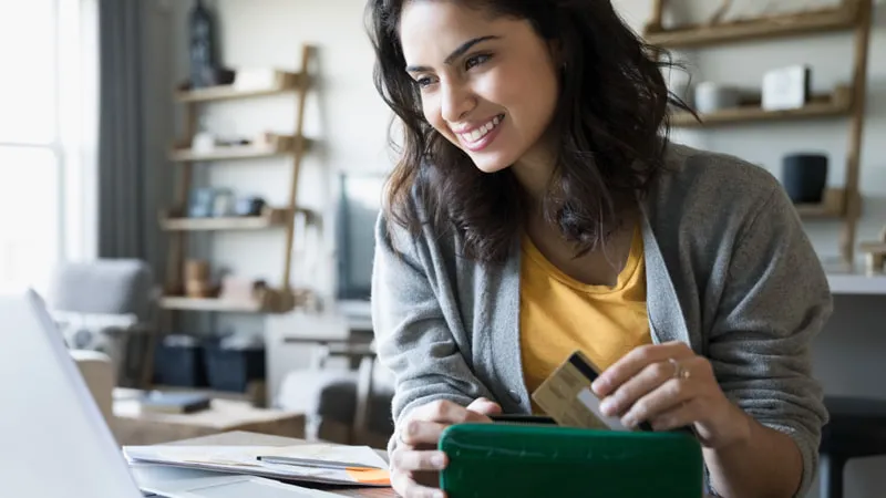 Woman working in a home office