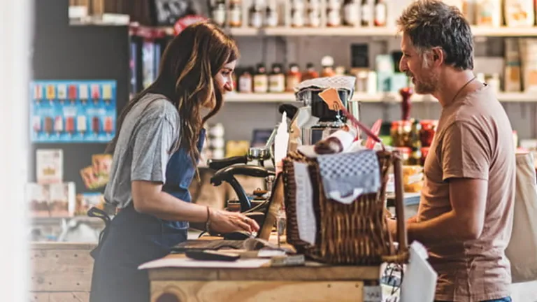 Customer making a purchase at a retail shop