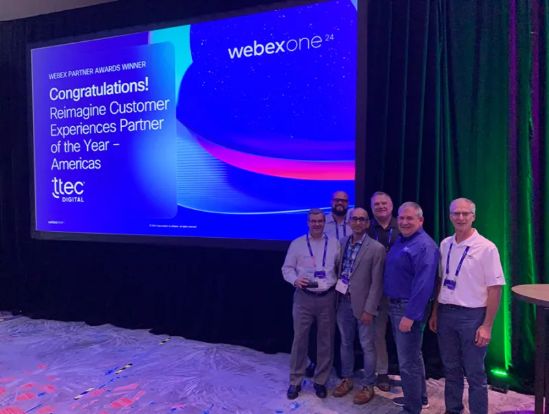 TTEC Digital’s Cisco team accepts the award for Reimagine Customer Experiences Partner of the Year